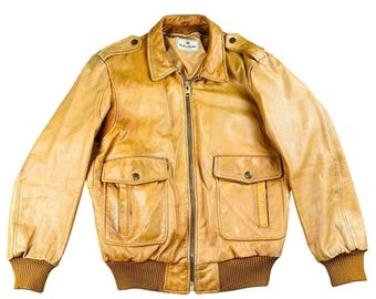 Vintage Gallery Gallet Leather Bomber Flight Jacket Men LL (XL) Tan Japanese