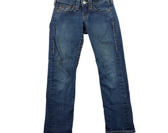 Y2K True Religion Jeans Women 24 Blue Lizzy Low Rise Skinny Stretch Denim USA