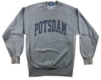 Y2K VM Sport SUNY Potsdam Sweatshirt Herren S Grau Heather Pro-Weave Fleece Sportlich