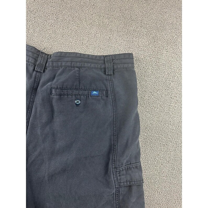 Y2K Tommy Bahama-cargoshort heren 36 grijs ontspannen katoenmix Tencel-katoen utility afbeelding 9