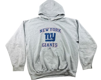 Sudadera con capucha vintage Reebok NFL para hombre, talla L, color gris, New York Giants, fútbol americano, estilo Y2K