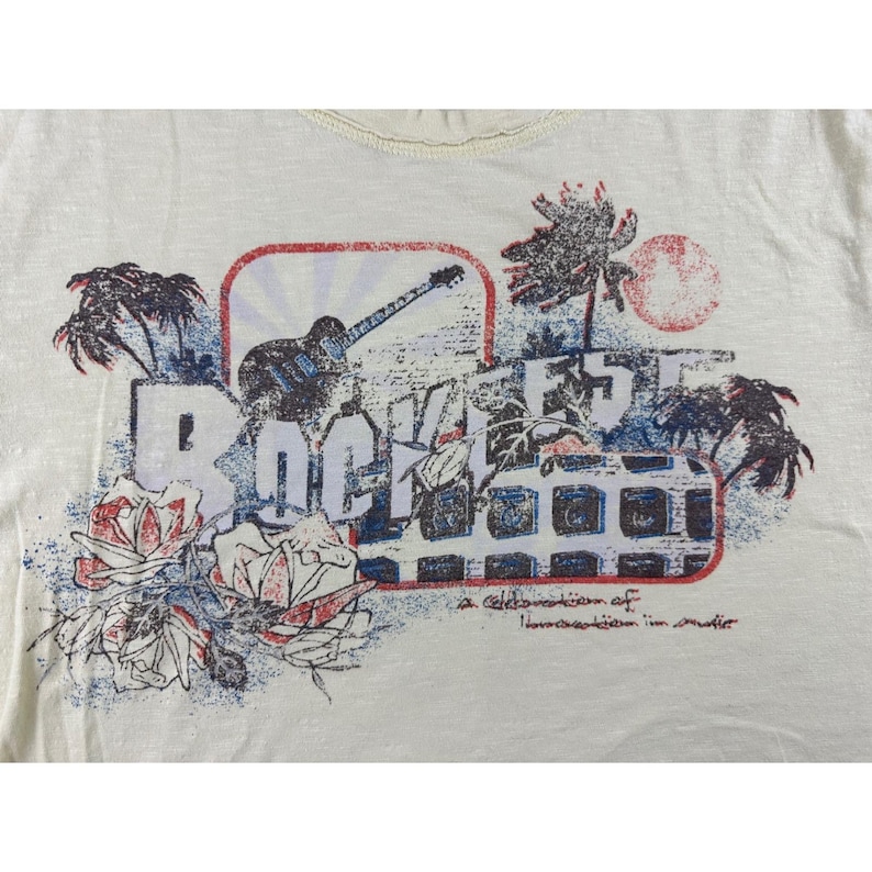 Vintage Buffalo David Bitton T-Shirt Men L Cream Short Sleeve Grunge Rockfest image 5