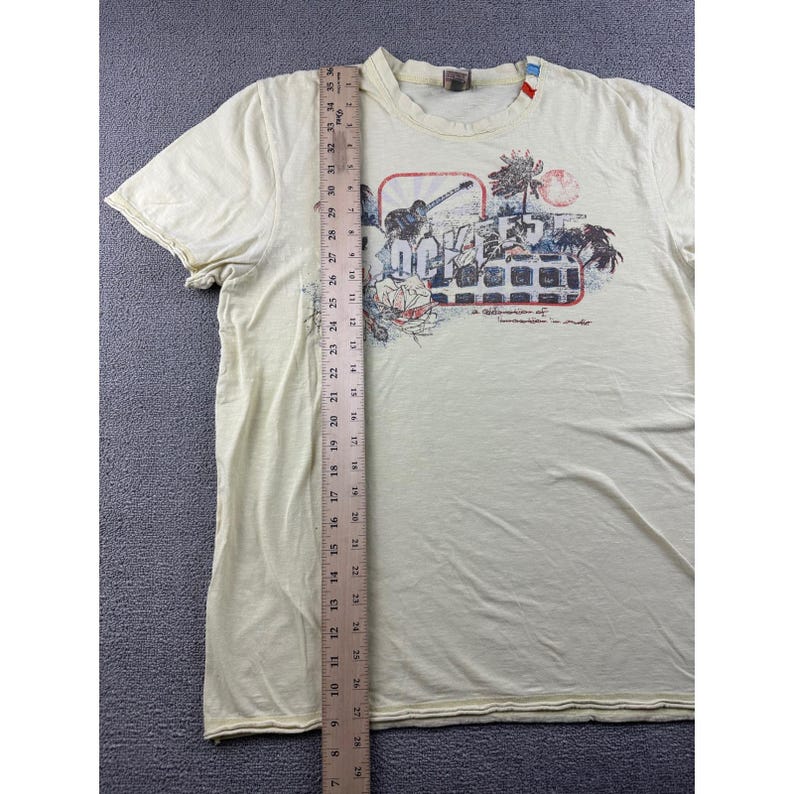 Vintage Buffalo David Bitton T-Shirt Men L Cream Short Sleeve Grunge Rockfest image 6
