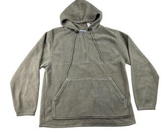 Y2K Stauraum Sportswear Hoodie Herren S Beige Sherpa Pullover Halbe Zip im Freien