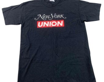 Vintage New York Union Bayside T Shirt Men M Black NYC Graphic Made in USA