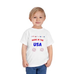 Toddler 4th of July Tee, Independence Day Shirt for Kids, Patriotic Baby T-Shirt, Red White Blue Toddler Top, America Celebration Clothing