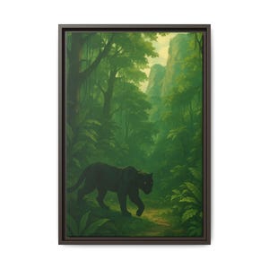 Matte Canvas, Framed (Multi-color), jungle-themed wall art, Black Panther Art.