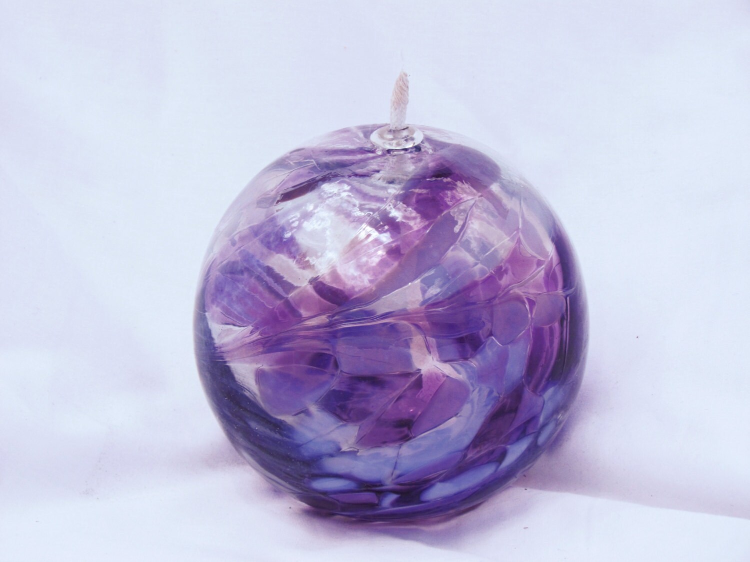 Hand Blown Glass Oil Burning Candle Iridized Purples and Blues Etsy