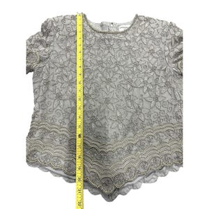 Vintage 80er Jahre Adrianna Pall Seide Perlen Blumen Top Sz 8 Abendgarderobe Glamour Bild 9
