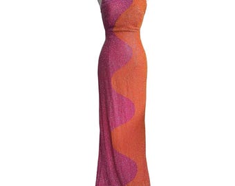 Vintage Y2k Sean Collection Fully Beaded Silk Backless Gown Glam Prom Retro