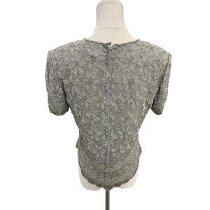 Vintage 80er Jahre Adrianna Pall Seide Perlen Blumen Top Sz 8 Abendgarderobe Glamour Bild 6