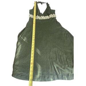 Y2k Free People Babydoll Halter Neck Green Mini Dress Crochet Empire Waist Fairy image 10