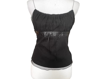 Vintage Y2k Express Black Milkmaid Babydoll Top Camisole Fairy Grunge Whimsgoth