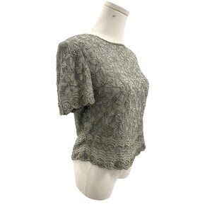Vintage 80er Jahre Adrianna Pall Seide Perlen Blumen Top Sz 8 Abendgarderobe Glamour Bild 5
