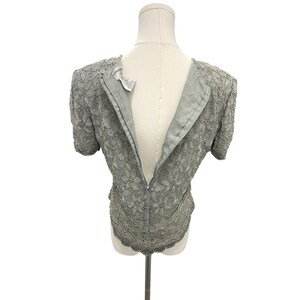 Vintage 80er Jahre Adrianna Pall Seide Perlen Blumen Top Sz 8 Abendgarderobe Glamour Bild 7