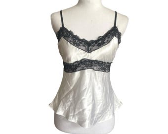 Y2k Vintage Fredrick's Of Hollywood Satin Spitzenbesatz Babydoll Leibchen Coquette S