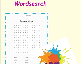 Spanish Colors Activity Pack for Kids – Printable Word Search & Coloring (PDF Download)