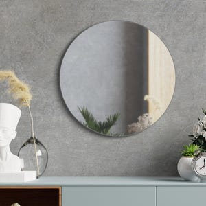 Frameless Round Mirror – Minimalist Wall Mirror For Bathroom, Entryway, Or Living Room, Modern Bedroom Decor