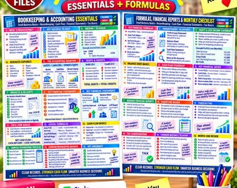 Bookkeeping & Accounting Cheat Sheet Bundle | Small Business Finance Guide (PDF)
