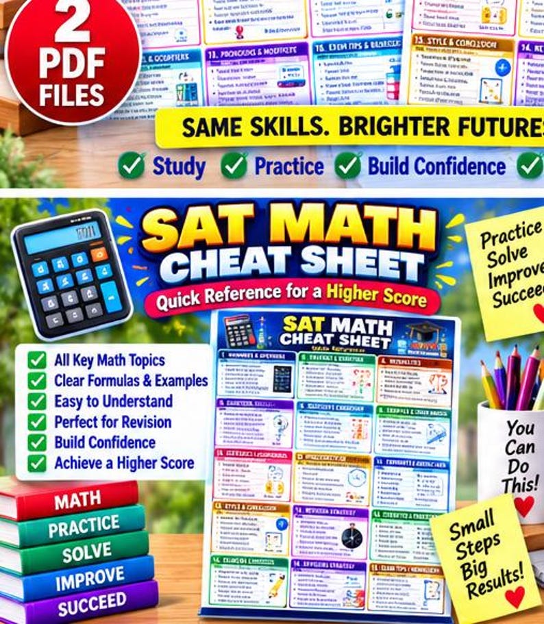 SAT Math & English Cheat Sheet Bundle | Study Guide (Digital Download) image 5