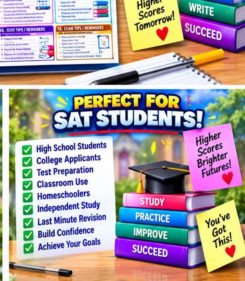 SAT Math & English Cheat Sheet Bundle | Study Guide (Digital Download) image 4