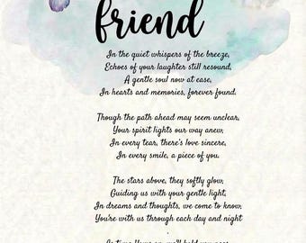 Liebster Freund Gedenkgedicht: Liebste Erinnerungen, Loyalität, Freundlichkeit, freudiger Geist Tribut