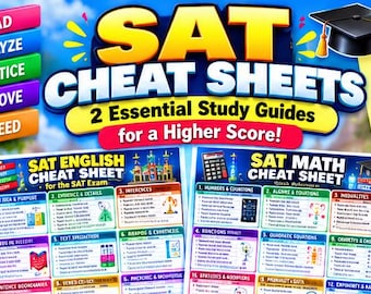 SAT Math & English Cheat Sheet Bundle | Study Guide (Digital Download)