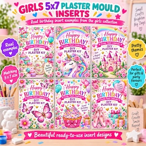 5"x7" Plaster Mould Packaging Inserts, Printable Kids Paint Kit Cards, Birthday Party Craft Inserts, Colourful Gift Bag Backing Cards zdjęcie 4