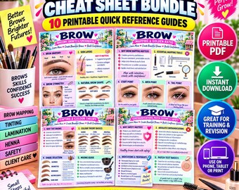 Brow Technician Cheat Sheet Bundle | 10 Printable PDF Guides (Digital Download)