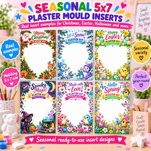 5"x7" Plaster Mould Packaging Inserts, Printable Kids Paint Kit Cards, Birthday Party Craft Inserts, Colourful Gift Bag Backing Cards zdjęcie 3