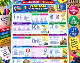 Italian Grammar Cheat Sheet for Beginners | Essential Rules PDF (Digital Download)