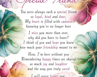 Memorial Poem for Special Friend: Loyalty, Kindness, Joy Remembered