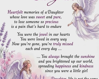 Poesia in amorevole ricordo della figlia: sole, gentilezza, dolci ricordi (stampa commemorativa)