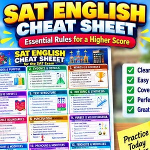 SAT Math & English Cheat Sheet Bundle | Study Guide (Digital Download) image 3
