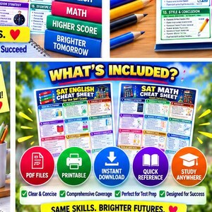 SAT Math & English Cheat Sheet Bundle | Study Guide (Digital Download) image 2