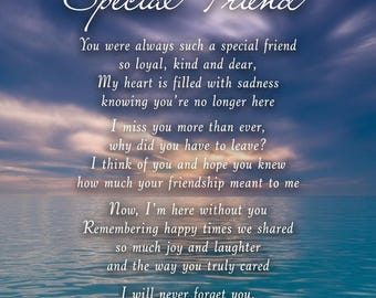 Memorial Poem Print for Special Friend: Loyalty, Kindness, Joy Remembered