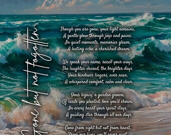 Memorial Poem Print: Cherished Moments, Enduring Love, Never Forgotten