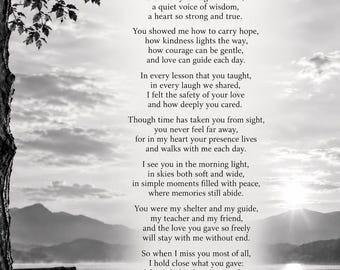 Dad Memorial Poem Printable Wall Art | Black and White Bereavement Print | In Loving Memory of Dad | Sympathy Gift | Celebration of Life Dec
