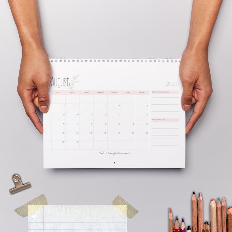 Printable Calendar 2026, Horizontal Wall & Desk Planner, Minimalist ...