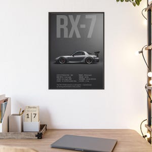 RX-7 FD3S - Póster, arte mural de coche deportivo Mazda retro, impresión de motor rotativo, regalo de coche JDM para él, decoración de garaje para entusiastas de los coches