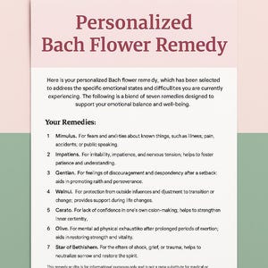 Digital Bach Flower Remedy Plan | Custom Blend of 7 Essences | Holistic Emotional Wellness