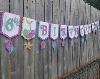 Mermaid birthday banner