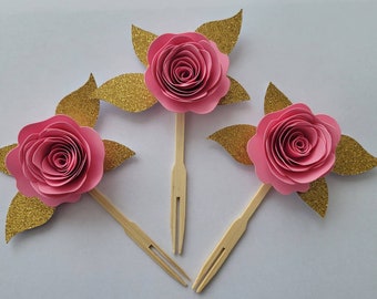 Rose cupcake picks