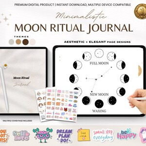 Diario rituale lunare / Tracciatore di luna nuova e piena, intenzioni, riflessioni e pianificatore lunare / PDF stampabile
