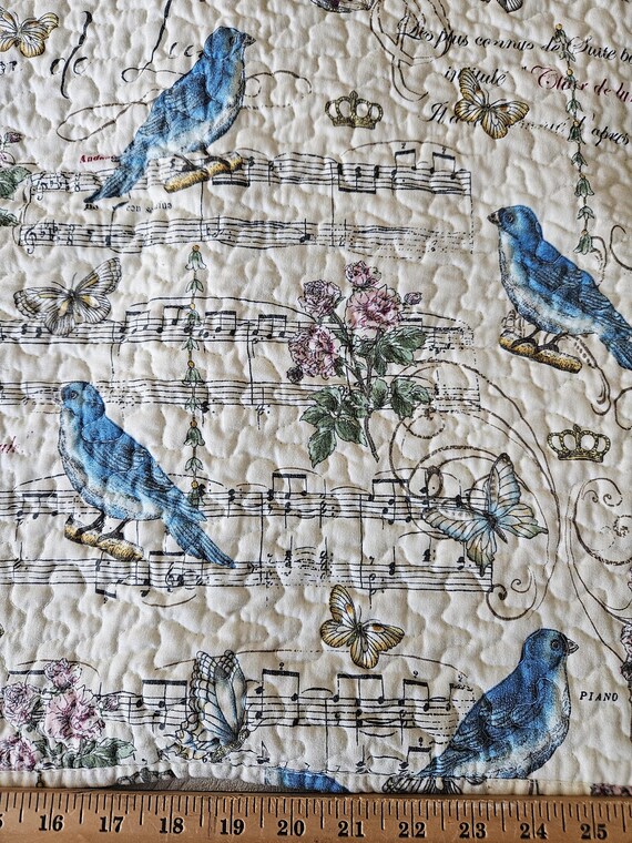 2 STANDARD /queen sz. PILLOW SHAMS French bird pattern