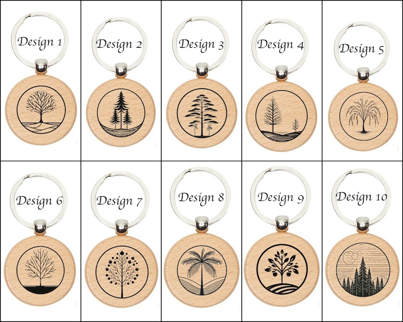 May Tree Keychain Bulk Personalized Tree Keychain | Engraved Wooden Nature Gift ...