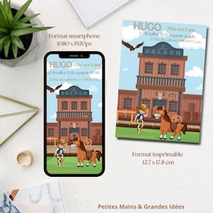 Invitation Anniversaire Cowboy – Modifiable sur Canva (2 Formats)