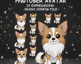 Wisp PNGtuber Avatar, Cute Dog PNG tuber with 10 Expressions, Veadotube Mini Ready, Streaming Avatar for Twitch & YouTube