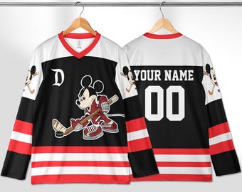 Mickey Mouse Hockey Jersey, Disney Mickey Hockey Jersey, Disney Mickey Hockey Fan Lover Gift, Family Vacation Matching Outfit