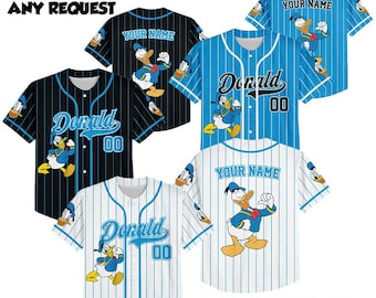 Custom Donald Duck Baseball Jersey, Mickey And Friends Family Matching Sports, Birthday Gifts For Disney Fans, Disneyland Family Trip 2025